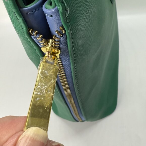 Joy & Iman Kelly Green Leather‎ Tote Bag Structured Satchel Purse Business Chic - Picture 4 of 16